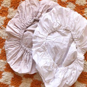 2 Fitted Cotton Sheets for Stokke Sleepi Mini - white and gray